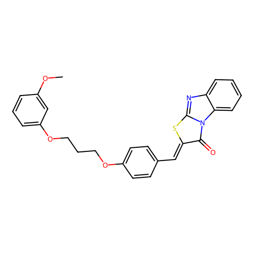 (Z)-2-(4-(3-(3-methoxyphenoxy)propoxy)benzylidene)benzo[4,5]imidazo[2,1-b]thiazol-3(2H)-one structure