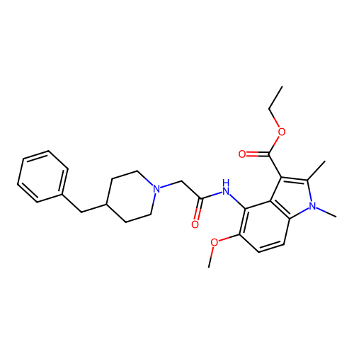 ethyl 4-(2-(4-benzylpiperidin-1-yl)acetamido)-5-methoxy-1,2-dimethyl-1H-indole-3-carboxylate structure