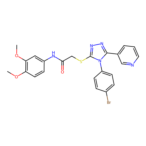 2-[[4-(4-bromophenyl)-5-pyridin-3-yl-1,2,4-triazol-3-yl]sulfanyl]-N-(3,4-dimethoxyphenyl)acetamide structure