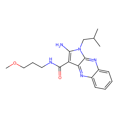 2-amino-1-isobutyl-N-(3-methoxypropyl)-1H-pyrrolo[2,3-b]quinoxaline-3-carboxamide structure