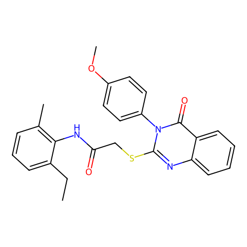 N-(2-ethyl-6-methylphenyl)-2-{[3-(4-methoxyphenyl)-4-oxo-3,4-dihydroquinazolin-2-yl]sulfanyl}acetamide structure