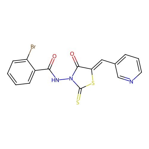 2-bromo-N-[(5Z)-4-oxo-5-(pyridin-3-ylmethylidene)-2-thioxo-1,3-thiazolidin-3-yl]benzamide structure