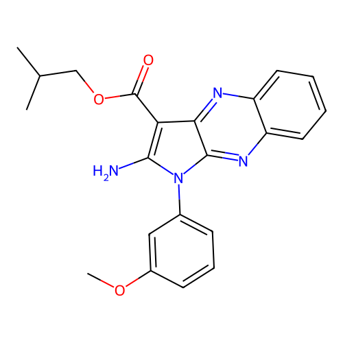 2-methylpropyl 2-amino-1-(3-methoxyphenyl)-1H-pyrrolo[2,3-b]quinoxaline-3-carboxylate structure
