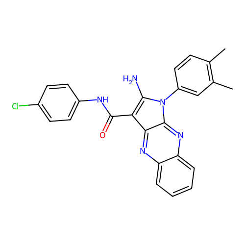 2-amino-N-(4-chlorophenyl)-1-(3,4-dimethylphenyl)-1H-pyrrolo[2,3-b]quinoxaline-3-carboxamide structure