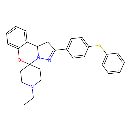 1'-ethyl-2-(4-(phenylthio)phenyl)-1,10b-dihydrospiro[benzo[e]pyrazolo[1,5-c][1,3]oxazine-5,4'-piperidine] structure