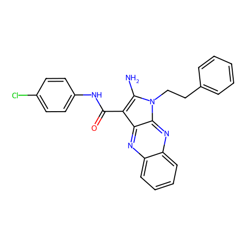 2-amino-N-(4-chlorophenyl)-1-(2-phenylethyl)-1H-pyrrolo[2,3-b]quinoxaline-3-carboxamide structure