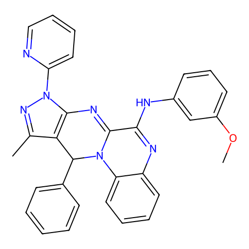 N-(3-methoxyphenyl)-10-methyl-11-phenyl-8-(pyridin-2-yl)-8,11-dihydropyrazolo[3',4':4,5]pyrimido[1,2-a]quinoxalin-6-amine structure