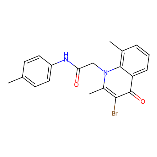 2-(3-bromo-2,8-dimethyl-4-oxoquinolin-1(4H)-yl)-N-(p-tolyl)acetamide structure
