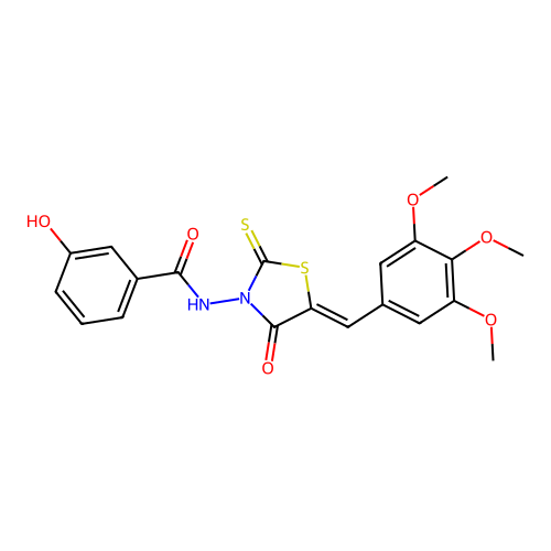 (Z)-3-hydroxy-N-(4-oxo-2-thioxo-5-(3,4,5-trimethoxybenzylidene)thiazolidin-3-yl)benzamide structure