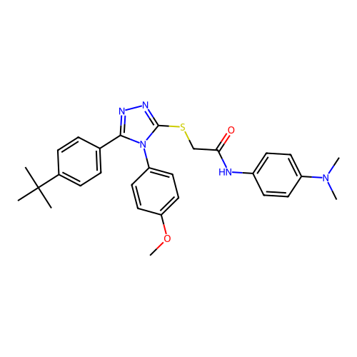 2-{[5-(4-tert-butylphenyl)-4-(4-methoxyphenyl)-4H-1,2,4-triazol-3-yl]sulfanyl}-N-[4-(dimethylamino)phenyl]acetamide structure