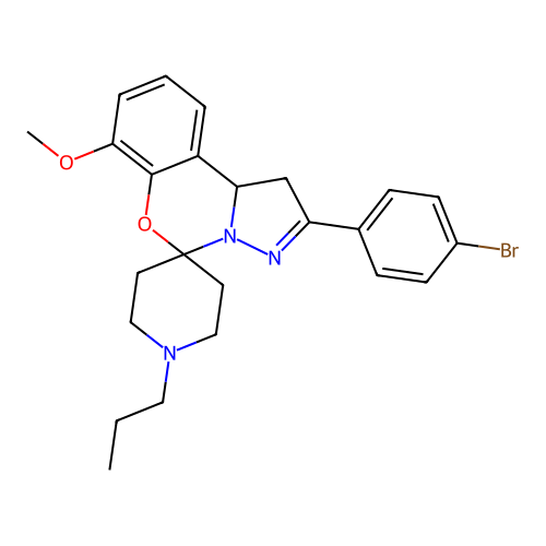 2'-(4-bromophenyl)-7'-methoxy-1-propyl-1',10b'-dihydrospiro[piperidine-4,5'-pyrazolo[1,5-c][1,3]benzoxazine] structure