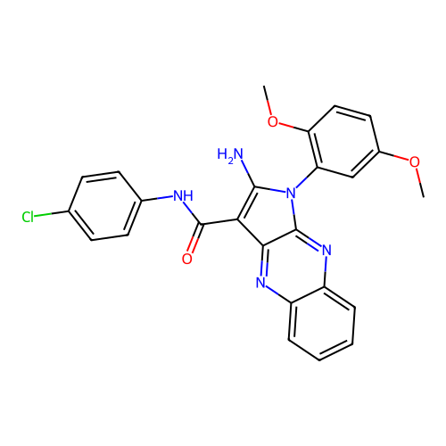 2-amino-N-(4-chlorophenyl)-1-(2,5-dimethoxyphenyl)-1H-pyrrolo[2,3-b]quinoxaline-3-carboxamide structure
