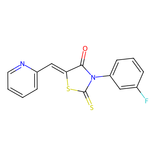 (Z)-3-(3-fluorophenyl)-5-(pyridin-2-ylmethylene)-2-thioxothiazolidin-4-one structure