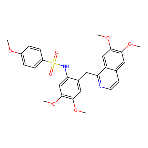 N-(2-((6,7-dimethoxyisoquinolin-1-yl)methyl)-4,5-dimethoxyphenyl)-4-methoxybenzenesulfonamide structure