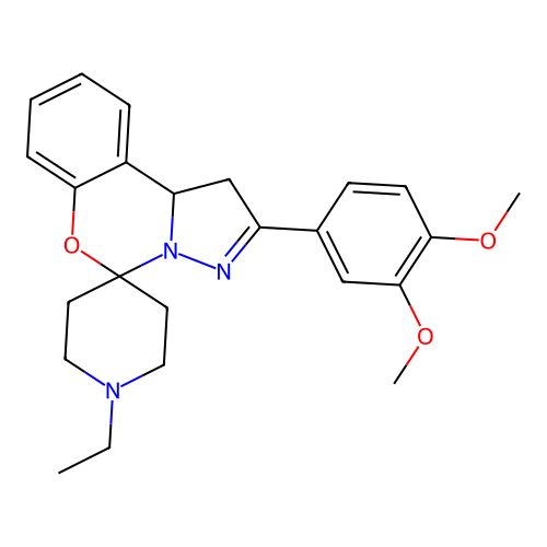 2'-(3,4-dimethoxyphenyl)-1-ethyl-1',10b'-dihydrospiro[piperidine-4,5'-pyrazolo[1,5-c][1,3]benzoxazine] structure