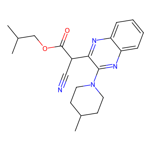 2-Methylpropyl cyano[3-(4-methylpiperidin-1-yl)quinoxalin-2-yl]acetate structure
