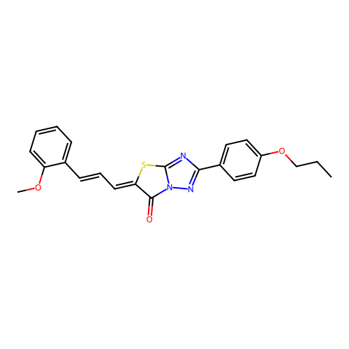 (Z)-5-((E)-3-(2-methoxyphenyl)allylidene)-2-(4-propoxyphenyl)thiazolo[3,2-b][1,2,4]triazol-6(5H)-one structure