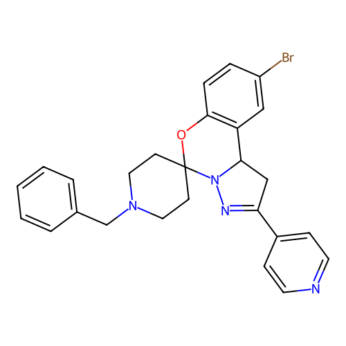 1'-benzyl-9-bromo-2-(pyridin-4-yl)-1,10b-dihydrospiro[benzo[e]pyrazolo[1,5-c][1,3]oxazine-5,4'-piperidine] structure
