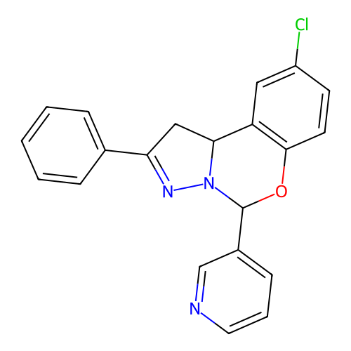 9-Chloro-2-phenyl-5-(pyridin-3-yl)-1,10b-dihydropyrazolo[1,5-c][1,3]benzoxazine structure