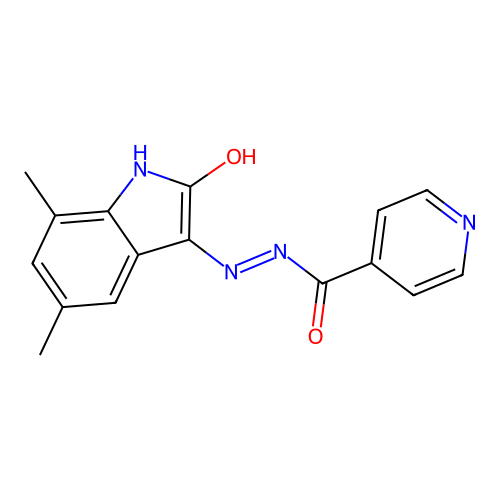 N'-(5,7-dimethyl-2-oxoindol-3-yl)pyridine-4-carbohydrazide structure