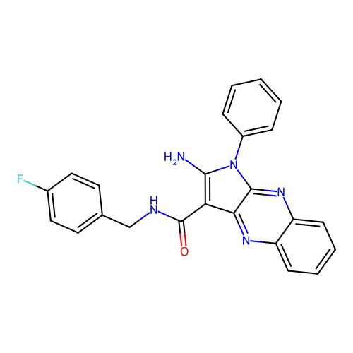 2-amino-N-(4-fluorobenzyl)-1-phenyl-1H-pyrrolo[2,3-b]quinoxaline-3-carboxamide structure