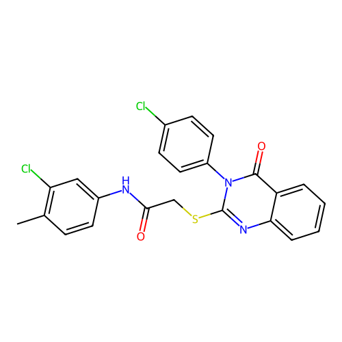 N-(3-chloro-4-methylphenyl)-2-((3-(4-chlorophenyl)-4-oxo-3,4-dihydroquinazolin-2-yl)thio)acetamide structure