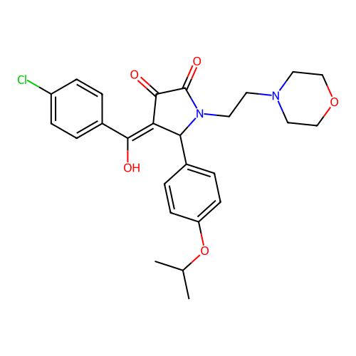 (4E)-4-[(4-chlorophenyl)-hydroxymethylidene]-1-(2-morpholin-4-ylethyl)-5-(4-propan-2-yloxyphenyl)pyrrolidine-2,3-dione structure