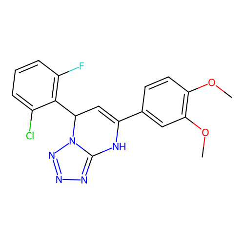 7-(2-chloro-6-fluorophenyl)-5-(3,4-dimethoxyphenyl)-4,7-dihydrotetrazolo[1,5-a]pyrimidine structure