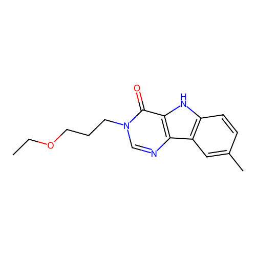 3-(3-ethoxypropyl)-8-methyl-3H-pyrimido[5,4-b]indol-4(5H)-one structure