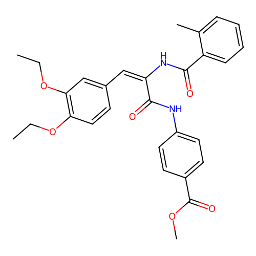 (E)-methyl 4-(3-(3,4-diethoxyphenyl)-2-(2-methylbenzamido)acrylamido)benzoate structure
