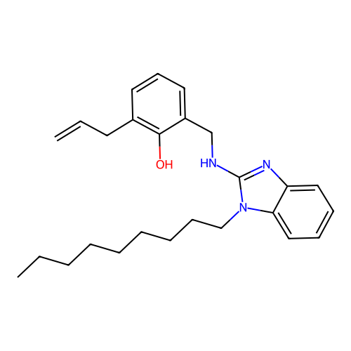 2-allyl-6-(((1-nonyl-1H-benzo[d]imidazol-2-yl)amino)methyl)phenol structure