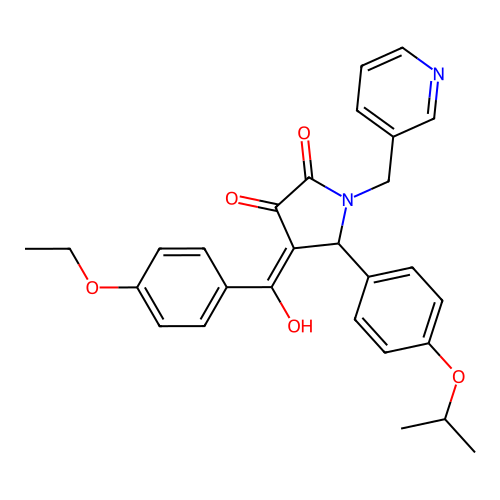 (4E)-4-[(4-ethoxyphenyl)-hydroxymethylidene]-5-(4-propan-2-yloxyphenyl)-1-(pyridin-3-ylmethyl)pyrrolidine-2,3-dione structure