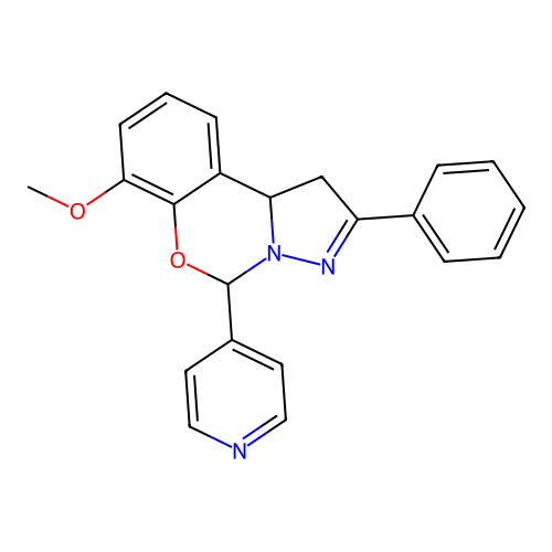 7-Methoxy-2-phenyl-5-(4-pyridinyl)-1,10b-dihydropyrazolo[1,5-c][1,3]benzoxazine structure