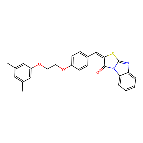 (E)-2-(4-(2-(3,5-dimethylphenoxy)ethoxy)benzylidene)benzo[4,5]imidazo[2,1-b]thiazol-3(2H)-one structure
