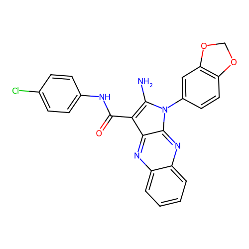 2-amino-1-(1,3-benzodioxol-5-yl)-N-(4-chlorophenyl)-1H-pyrrolo[2,3-b]quinoxaline-3-carboxamide structure