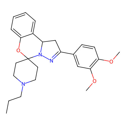 2'-(3,4-dimethoxyphenyl)-1-propyl-1',10b'-dihydrospiro[piperidine-4,5'-pyrazolo[1,5-c][1,3]benzoxazine] structure
