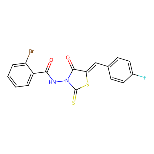 2-bromo-N-[(5Z)-5-(4-fluorobenzylidene)-4-oxo-2-thioxo-1,3-thiazolidin-3-yl]benzamide structure