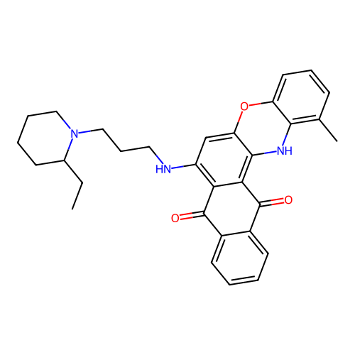 (S)-7-((3-(2-ethylpiperidin-1-yl)propyl)amino)-1-methyl-8H-naphtho[2,3-a]phenoxazine-8,13(14H)-dione structure