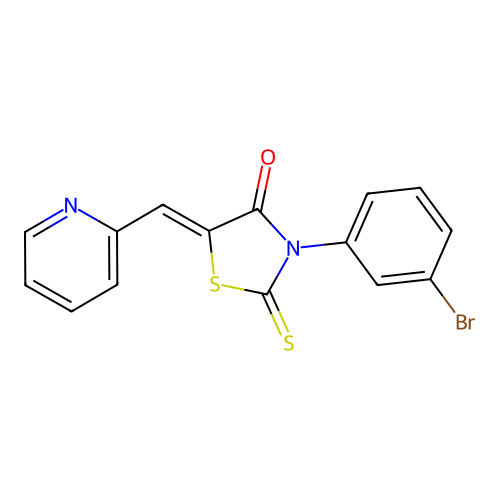 3-(3-Bromophenyl)-5-(2-pyridylmethylene)-2-thioxo-1,3-thiazolidin-4-one structure