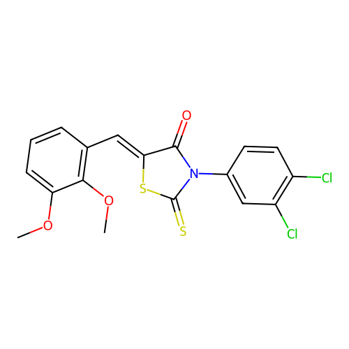 (Z)-3-(3,4-dichlorophenyl)-5-(2,3-dimethoxybenzylidene)-2-thioxothiazolidin-4-one structure