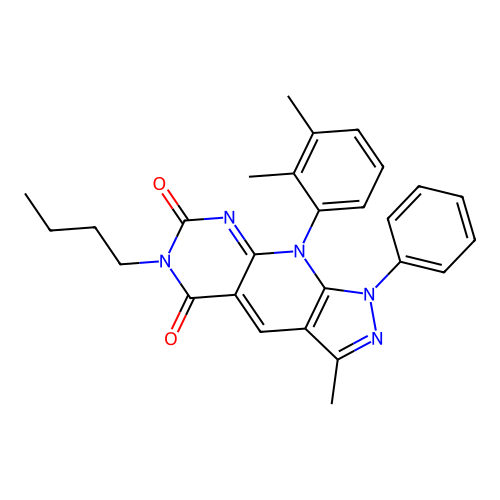 6-butyl-9-(2,3-dimethylphenyl)-3-methyl-1-phenyl-1H-pyrazolo[4',3':5,6]pyrido[2,3-d]pyrimidine-5,7(6H,9H)-dione structure