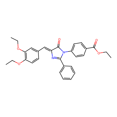 (Z)-ethyl 4-(4-(3,4-diethoxybenzylidene)-5-oxo-2-phenyl-4,5-dihydro-1H-imidazol-1-yl)benzoate structure