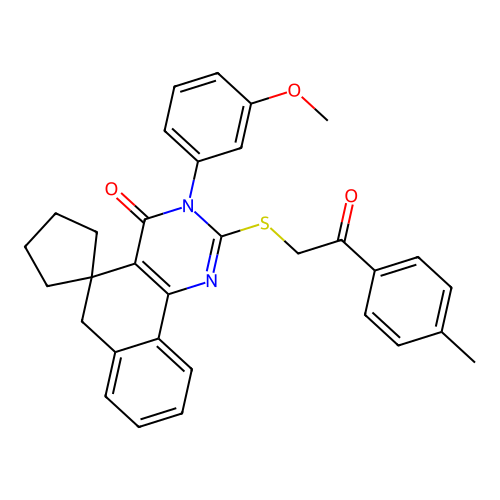 3-(3-methoxyphenyl)-2-((2-oxo-2-(p-tolyl)ethyl)thio)-3H-spiro[benzo[h]quinazoline-5,1'-cyclopentan]-4(6H)-one structure