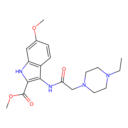 Methyl 3-[[2-(4-ethylpiperazin-1-yl)acetyl]amino]-6-methoxy-1H-indole-2-carboxylate structure