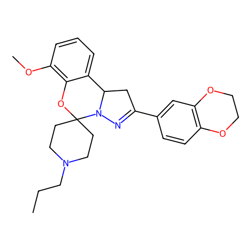 2'-(2,3-dihydro-1,4-benzodioxin-6-yl)-7'-methoxy-1-propyl-1',10b'-dihydrospiro[piperidine-4,5'-pyrazolo[1,5-c][1,3]benzoxazine] structure
