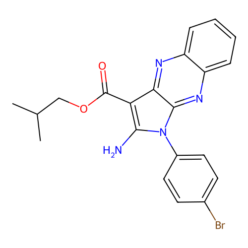 2-methylpropyl 2-amino-1-(4-bromophenyl)-1H-pyrrolo[2,3-b]quinoxaline-3-carboxylate structure