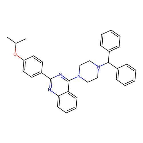 4-[4-(Diphenylmethyl)piperazin-1-yl]-2-[4-(propan-2-yloxy)phenyl]quinazoline structure