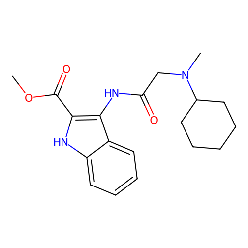 methyl 3-[(N-cyclohexyl-N-methylglycyl)amino]-1H-indole-2-carboxylate structure