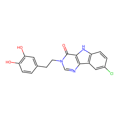 8-chloro-3-(3,4-dihydroxyphenethyl)-3H-pyrimido[5,4-b]indol-4(5H)-one structure