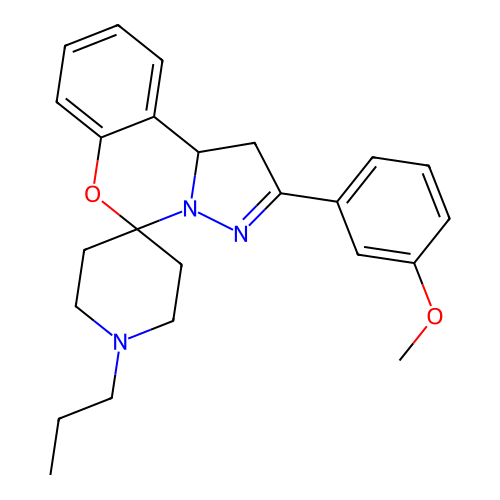 2'-(3-methoxyphenyl)-1-propyl-1',10b'-dihydrospiro[piperidine-4,5'-pyrazolo[1,5-c][1,3]benzoxazine] structure